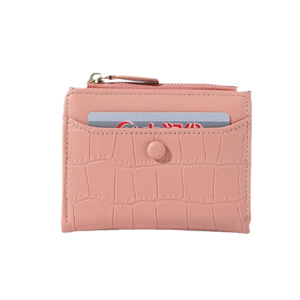 Two-Fold Wallet Short Zipper Pu Coin Purse Fashion Large Capacity Multi-Card Women's Wallet Blue