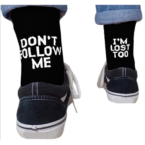 3 Pairs Trendy Printed Adult Men's and Women's Socks Dont Follow Me I AM Lose Too Black