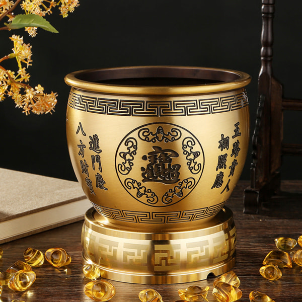 Tuhkakuppi Couplet Pot Pot Golden Toad Shop Työtason koristelu Takakuvio Maisema Tuhkakuppi Couplet cylinder [15cm caliber] [No base]