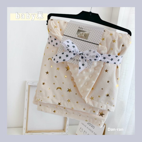 Starry Sky Bronzing and Silver Plating Soothing Blanket Cover Blanket Stroller Blanket Bubble Velvet Blanket Starry sky Rice 75*120CM