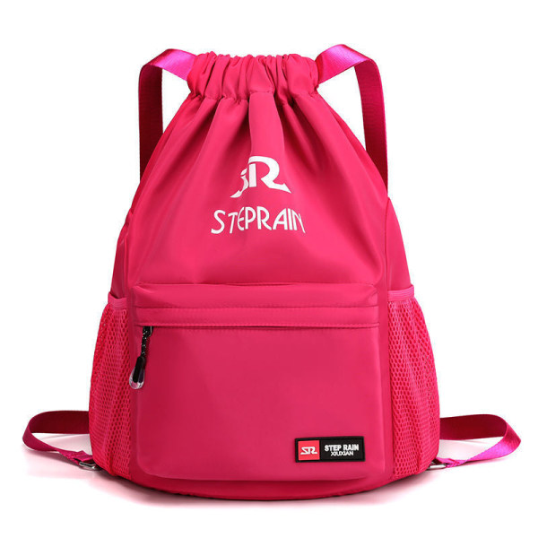 Rygsæk Folding Gym Bag Træning Rygsæk Snørepose Snørepose Basketballtaske Rose Red Large Size