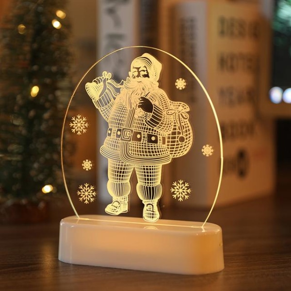 LED juledekoration 3D lys til juleferie gaver String Lights Santa Claus Like the picture Snowman