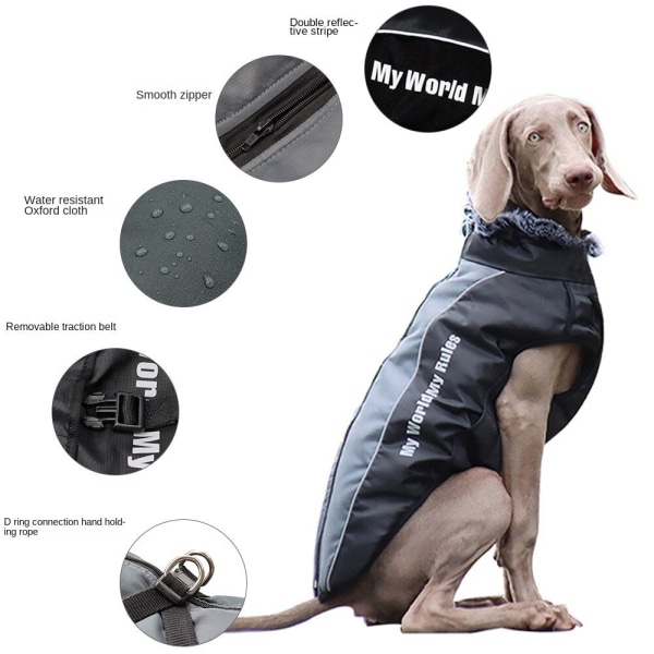 Kjæledyrsklær Høst og vinter Hundeskalljakke Reflekterende varme kjæledyrtilbehør Gray XL