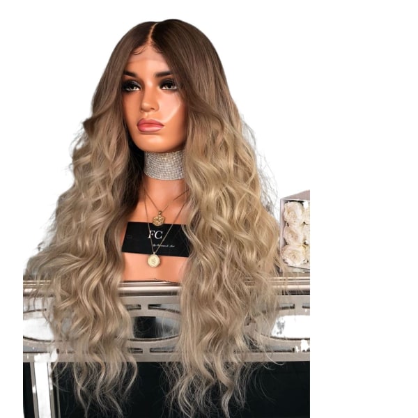 Kvinnor Peruk Gradient Färg Våg Långt lockigt hår Rose Net Cover W256