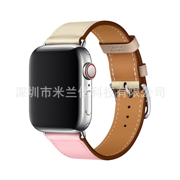Klockarmband för Apple Watch iWatch 38/40/41/42mm-S10 20 Single Loop Beige med Ljusrosa