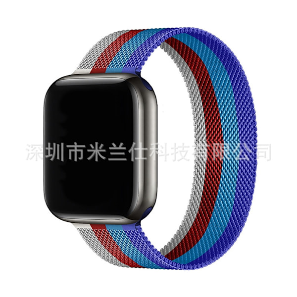 Klockarmband för Apple Watch iWatch 38/40/41/42mm-S10 53 mörkblå med kungsblå, röd och vit