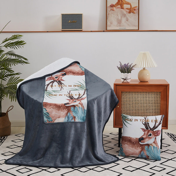 Tykt lammeskindstæppe Coral Fleecepude Kontorlurepude Tæppe dobbeltbrug Cute hedgehog Pillow 40 * 40cm quilt 105 * 155cm