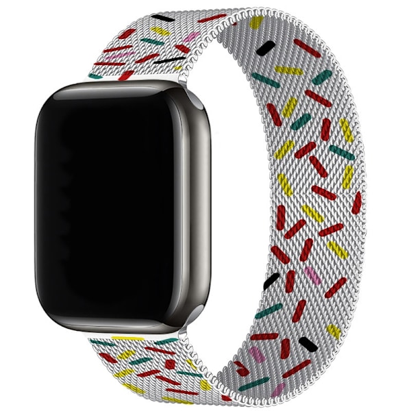 Urrem til Apple Watch iWatch 38/40/41/10. generation 42 mm universal regnbue confetti rød