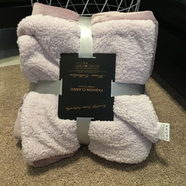 Uldtæppe Tæppe Tæppe Dobbeltlags fortykket tæppe Dyne Coral Fleece Kontorluretæppe Dusty pink purple 80*140cm