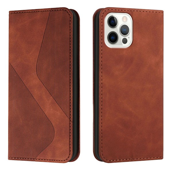 Etui til iPhone 13 mini brun kortholder lommebok type magnetisk hudfølelse lær