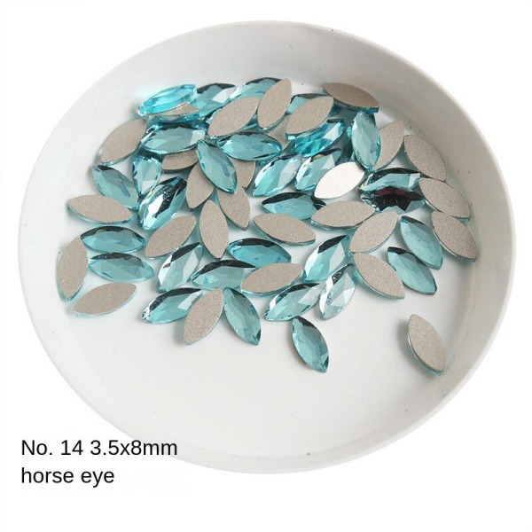 Negledekorationer til Nail Art Lake Blue Series Glas Flat Diamond Ornament 14#