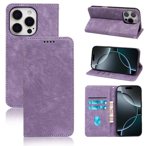 Etui til iPhone 16 Pro Purple Storm Genopstår Magnetisk Læder