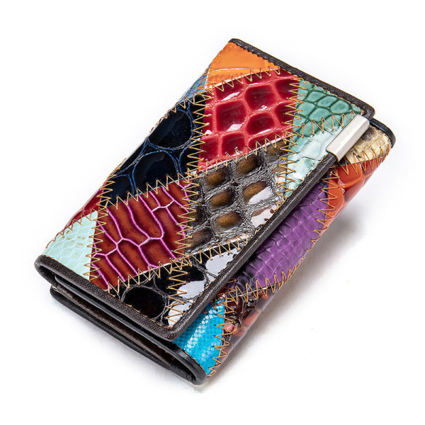 Kvinners lommebok myntveske, nasjonal stil clutch lang kuskinn kortholder i ekte skinn
