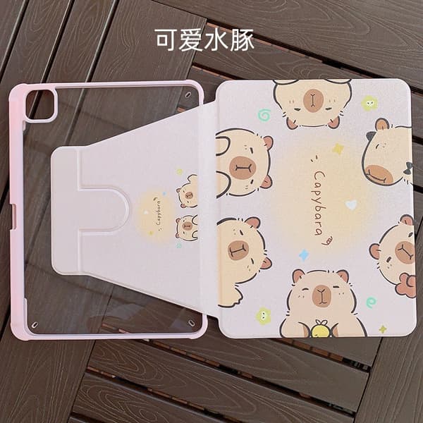 Stilig deksel for iPad 7/8/9 10,2-tommers søt capybara rød ris