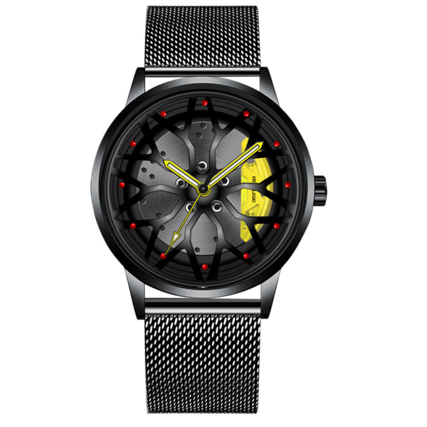 Miesten kellot Korkealuokkaiset vedenpitävät valaisevat elektroniset watch Black Belt Yellow