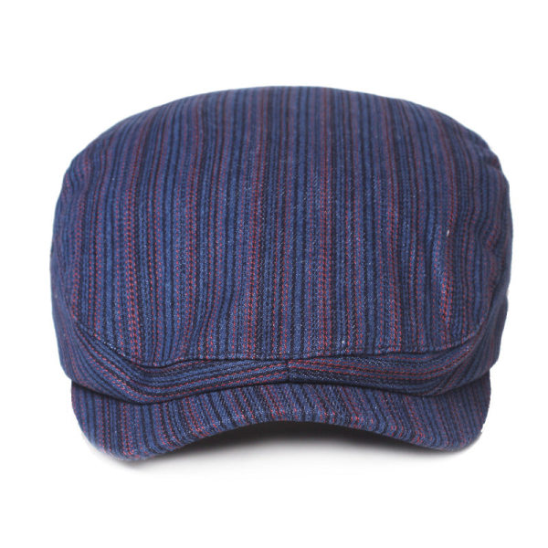 Beret Hat Peaked Cap Men's and Women's Beret Spring and Autumn Advance Hats Artistic Retro Sun Hat Women's Hat White Stripes Average Size (58cm)