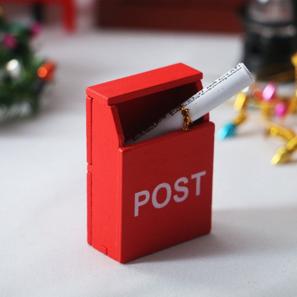 Miniatyrmøbler Leketøy Dukker Hus DIY Dekorasjon Tilbehør Mini 1:12 Postkasse Postkasse Julefestival POST mailbox