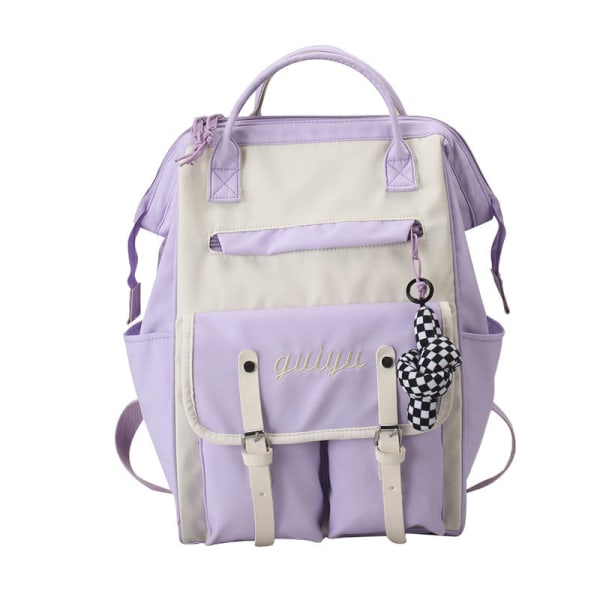 Skoleelev ryggsekk College Bookbag Reiseveske Stor kapasitet Enkel Campus Purple duck