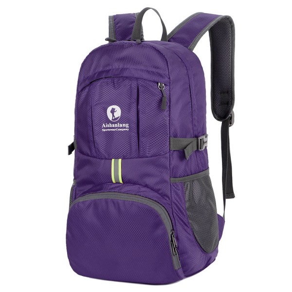 Miesten reppu Olkalaukku Taittuva matkalaukku Vedenpitävä vuorikiipeilyreppu Purple