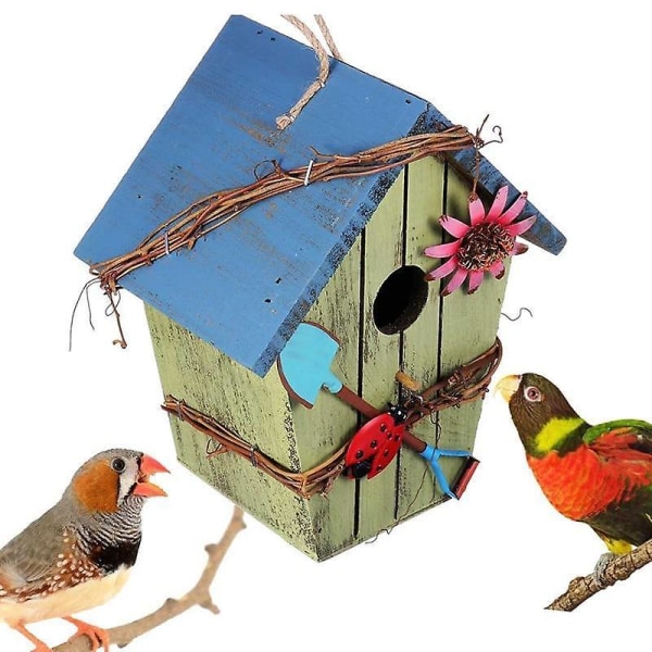 Fugleleker fuglehus i tre fuglebur fargerikt maleri utendørs g
