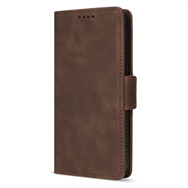 Etui til iPhone 14 Plus Brun Side spenne skinnfølelse lær Hudfølelse side ensfarget