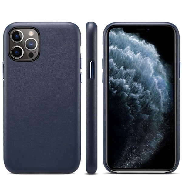 Etui til iPhone 13Promax marineblå læder tyndt og slidstærkt faldbestandigt