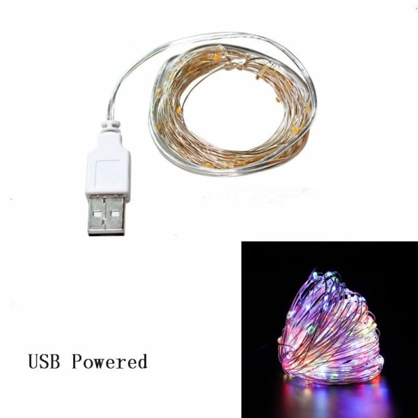 5m 10m 20m LED Fairy Lights Garland Fjernkontroll USB String Lights Nyttårs julepynt til hjemmet julelys Multi-Color3 20M 200LED