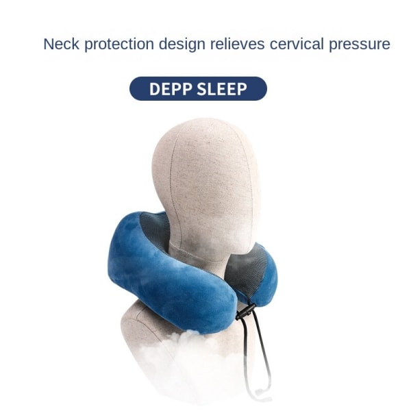 Blød behagelig rejsepude opbevaring nakkepude Magnetisk klud U-formet memoryskum Peacock Blue High density neck pillow