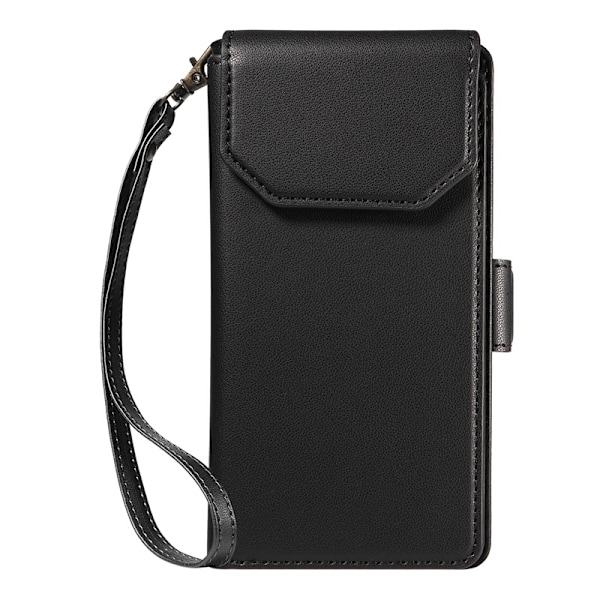 Etui til iPhone 14Pro K multi kort pung læder etui sort multi kort solidt kort