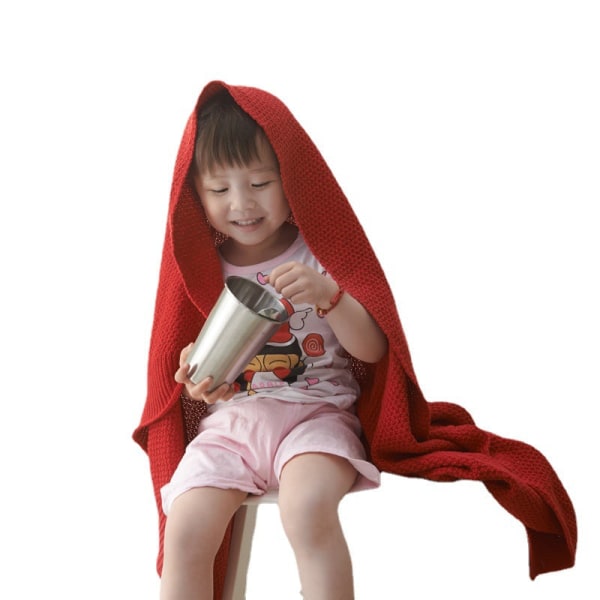 Sommerbomull babystrikket matchende sjal ullteppe lur babytrekkteppe Coffee 80*135cm