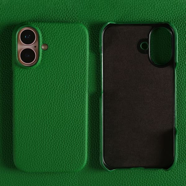 Fodral för iPhone 13 grönt läder premium kohud