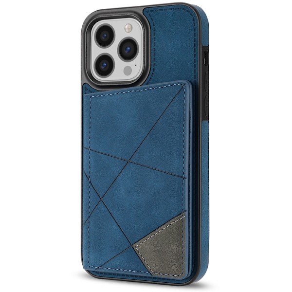 Kotelo iPhone 15 Pro -sarjalle, sivutarran korttipidike, sininen, trendikäs pidike