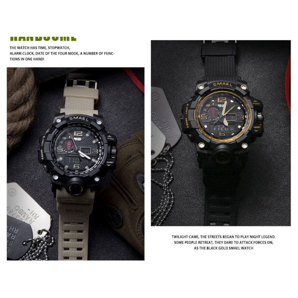 Vedenpitävä monitoiminen watch , kaksinäyttöinen Multicolor Gray