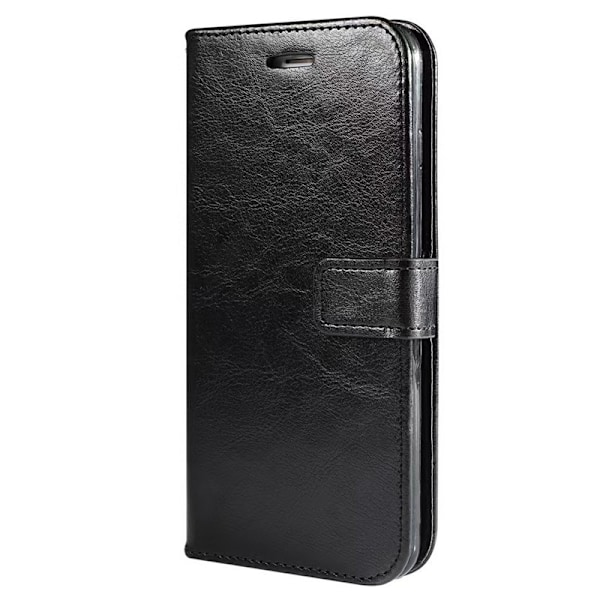 Etui til iPhone 13 Pro Sort Crazy Horse Læder Etui Rektangulært Spænde Ensfarvet