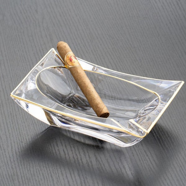 Askebæger Kreativt Krystalglas Moderne Kontor Stort Enkelt Lys Luksus Cigar Askebæger Thickened boat type smoky gray
