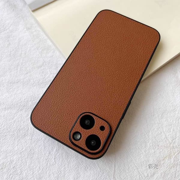 Etui til iPhone15pro lychee orange læder fuld anti-fald simpel solid high end niche