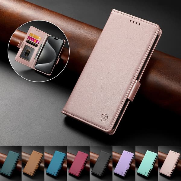 Etui til iPhone 13 rosa lær flip
