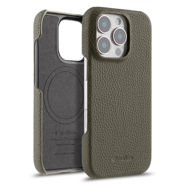 Fodral för iPhone16pro Elefantgrå Läder Magnetiskt Stöd