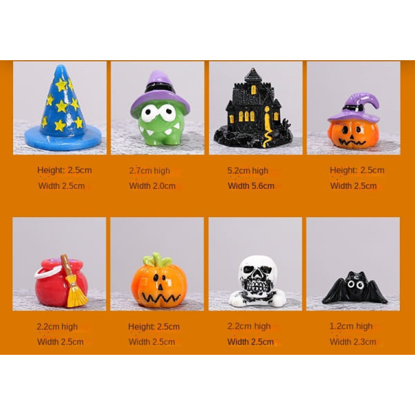 Miniatyrmöbler Leksak Dockor Hus Gör det själv Dekoration Tillbehör Mini Halloween Pumpa Lampa Ghost A set of 8 pieces