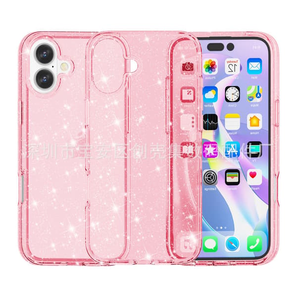 Deksel til iPhone 17 PRO MAX Glitter Rosa Stort Hull Terminator Glitter Defender