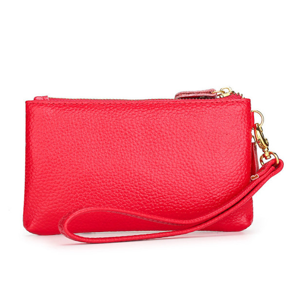 Kvinnors myntväska Clutch Litchi-mönster Kort lädernyckelväska med dragkedja Multifunktionell plånbok Yellow