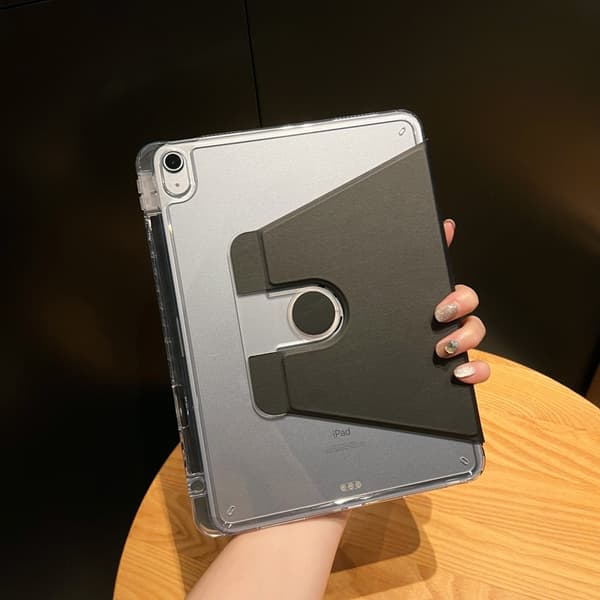 Etui til iPad Pro 11 1/2/3/4 sort transparent ramme roterende tri fold