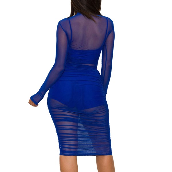 Nattklubb Mesh Dress Vest Shorts Tredelad Set 2482 sapphire blue XL