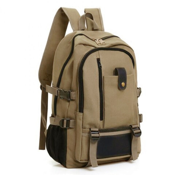 Ryggsekk Trendy Fasjonable Mann Kvinners Medium College Students Bag Light khaki small