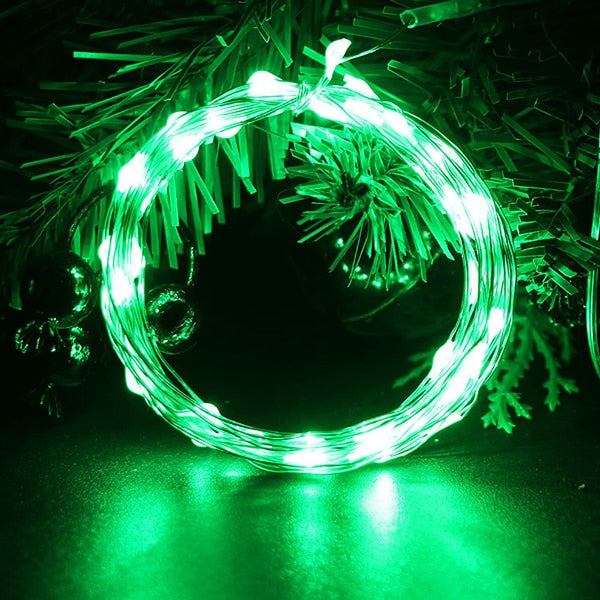 2M 5M 10M Led String Lights Batteridriven Sliver Wire Fairy Girl Light Christmas Outdoor Lights Chain Wedding Patry Decor green 10m 100leds