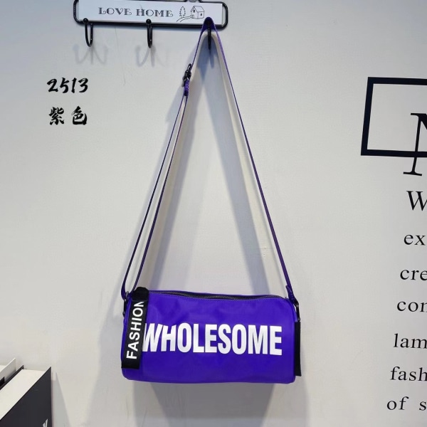 Dame Handbag Oxford Cloth Sylinder Crossbody Bag Utskrift 2513 purple