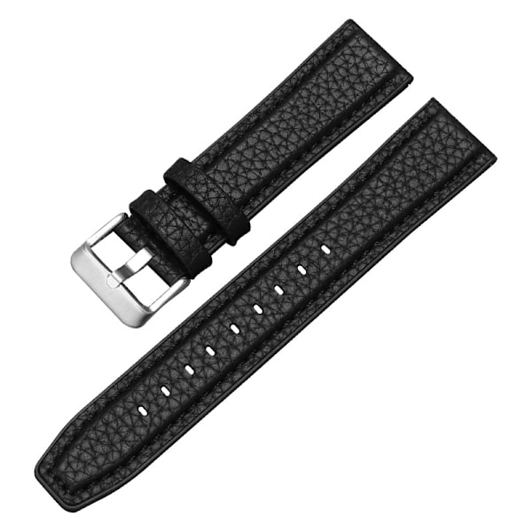 Klockarmband för Apple Watch iWatch Storlek 42-44-45mm GJTP-Lychee Svart-Silver Spänne