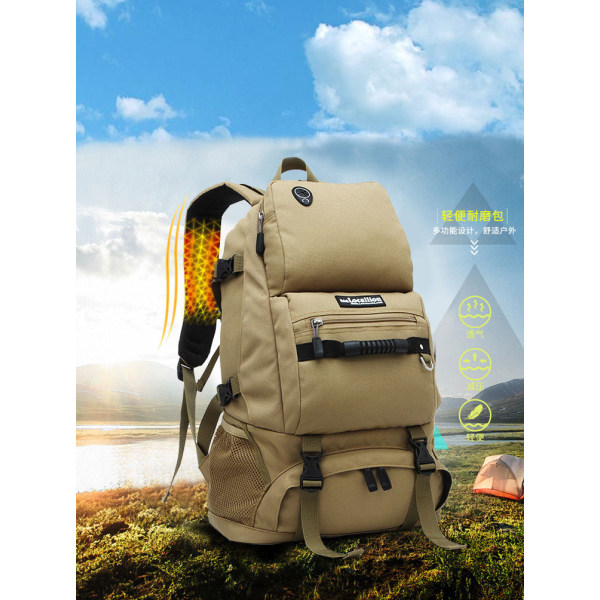 Reppu Paikalliseen Lion Outdoor Bag Outdoor Travel 40L suuren kapasiteetin retkeilyyn 36-55L Khaki