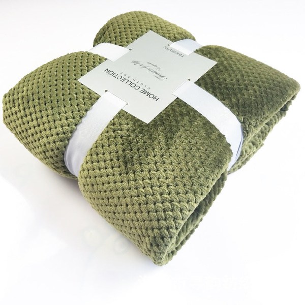 Enfärgad filt Coral Fleece Mesh filt Flanell Cover Beibei Sammetsfilt Ananas Pläd Army Green 70*100cm