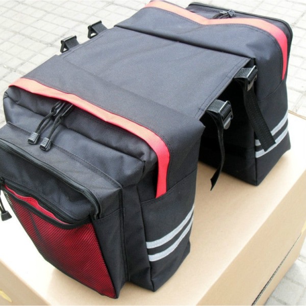 Cykel Mountain Bike Bag Bagstativ taske Dobbelt Pack sadeltaske Red 31.5*31.5*16cm